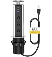 Pop Up Outlet for Countertop, Pop Up Socket with 3 AC Outlets and 2 PD 20W USB-C &amp; 1 USB-A Ports,...