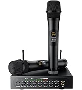 PROZOR UHF Wireless Microphone System, Professional Handheld Mic Dual Karaoke Microphone with Tre...