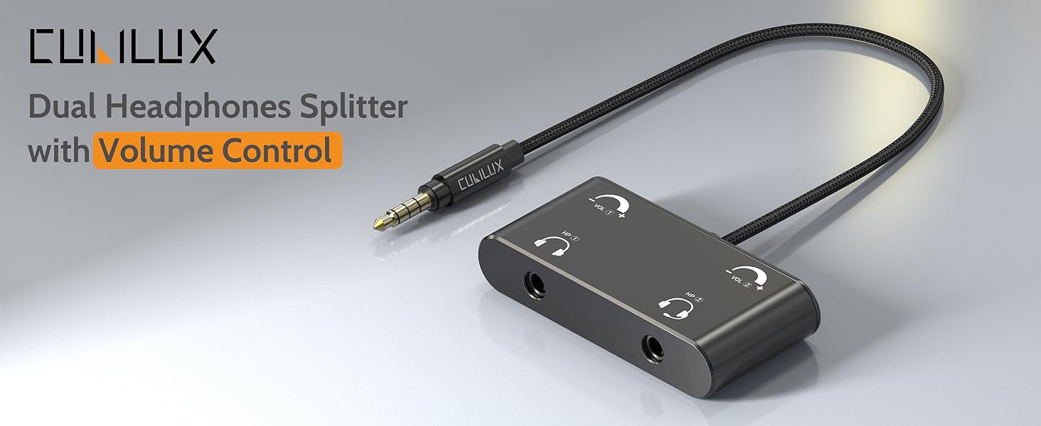 3.5mm dual headphone splitter support volume control