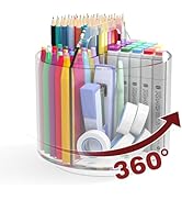 Absonic Pencil Holder for Kids, 360 Rotating Pen Holder for Desk Organizer and Storage, 4 Compart...