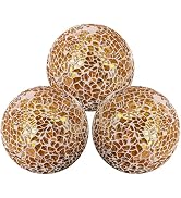 Vhxmaizxn Decoration Mosaic Glass Ball 3.35 Inch Orbs Centerpiece Crack Sphere Balls 3pcs Rose Go...