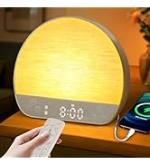 JONRRYIN Sunrise Alarm Clock Sound Machine, Wake Up Light - Bluetooth Speaker, Dual Alarms, Dimma...