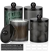 4 Pack Acrylic Qtip Holder Dispenser for Cotton Swabs, Balls, Pads, Floss Picks- Clear Plastic Ca...