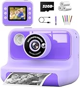 LETSHAHA Kids Camera Instant Print, 2.4 Inch Screen Instant Cameras for Kids, Christmas Birthday ...