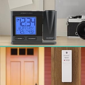 Lacrosse, la crosse, 616-41667, projection, atomic, self-set, alarm clock, time, digital, temp