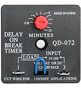 BAOMAIN Delay ON Break Timer QD-072 1.5A 18-240 VAC 0.03-10 Minutes Adjustable Time Delay Switch ...