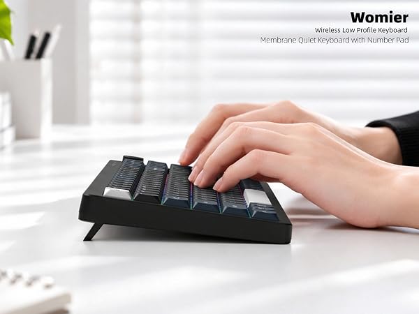 Wireless Keyboard Computer, LED Low Profile Creamy Keyboard