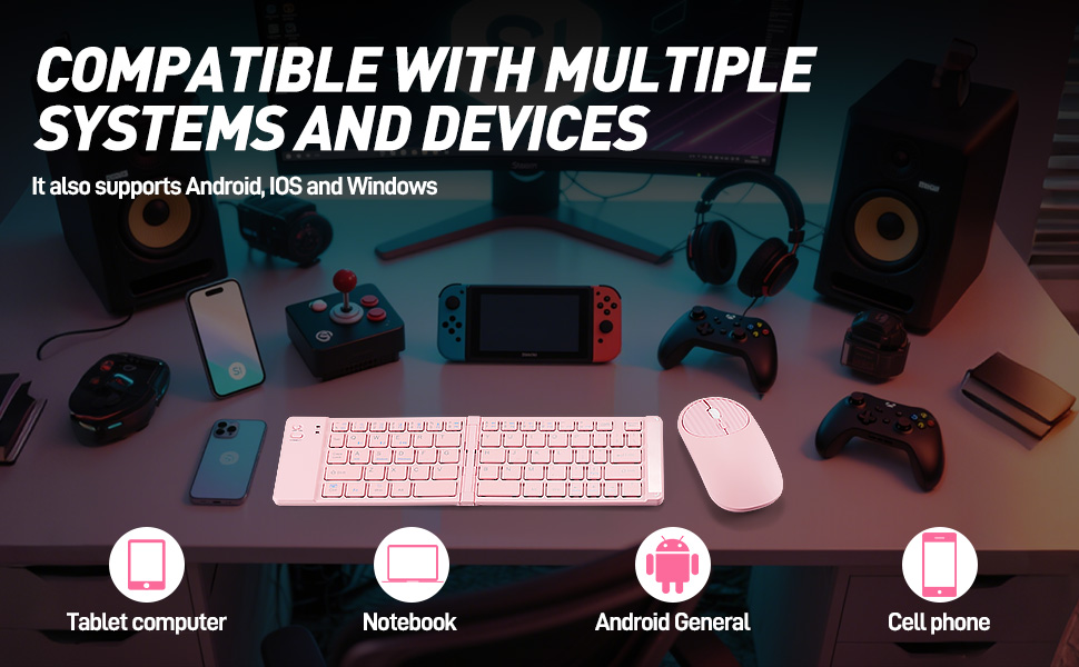 Foldable Mini Rechargeable Bluetooth Keyboard and Mouse Combo,