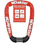 NDakter Bike Chain Lock, 5 Digit Combination Heavy Duty Anti Theft Bicycle Chain Lock,2.62/3.2/4....