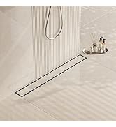 Neodrain 24-Inch Linear Shower Drain- with 2-in-1 Flat &amp; Tile insert Cover, Brushed 304 Stainless...