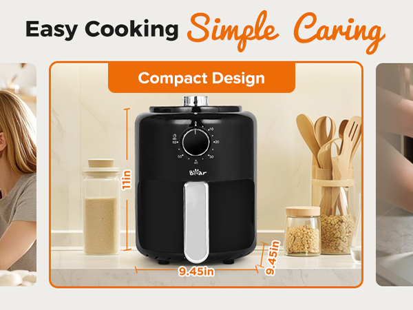 bear mini air fryer 2.1qt compact size