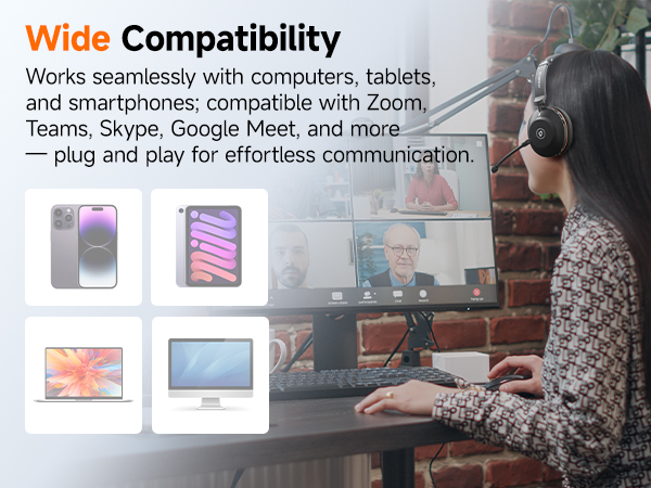 wireless headset with mic for work