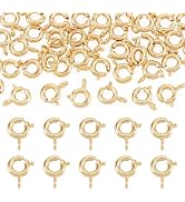 Craftdady 40Pcs Brass Spring Clasps 18K Gold Plated Open Ring Clasps Golden Necklace Bracelet Con...