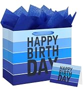 Laidans 13" Happy Birthday Gift Bag with Tissue Paper,Card and Handles for Men Boy Kid Birthday P...