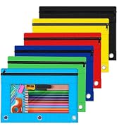 Officygnet Pencil Pouch for 3 Ring Binder, Bulk 6 Pack Bulk Zipper Pencil Case in Assorted Colors...