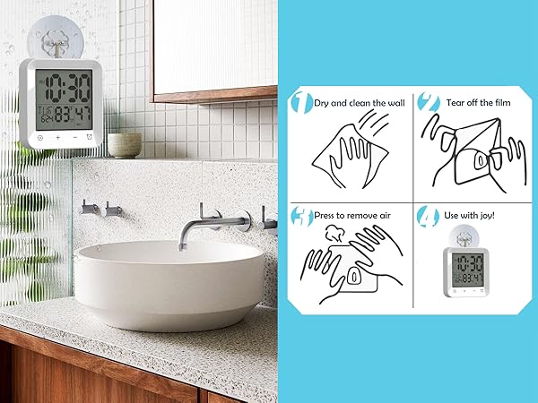 waterproof clock toilet timer Water Resistant Countdown Timer for Bathroom