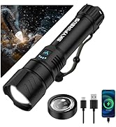 SKYFIRE LED Flashlight High Lumens,Super Bright Rechargeable Flashlight with Ignition Lens, Zooma...