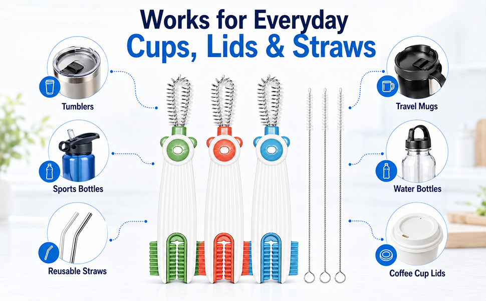 3 in 1 Cup Lid Gap Cleaning Brush Set