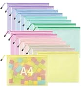 JARLINK 16pcs Mesh Zipper Pouch for Organizing, A4 Size Waterproof Zipper Storage Bags, 8 Colors ...