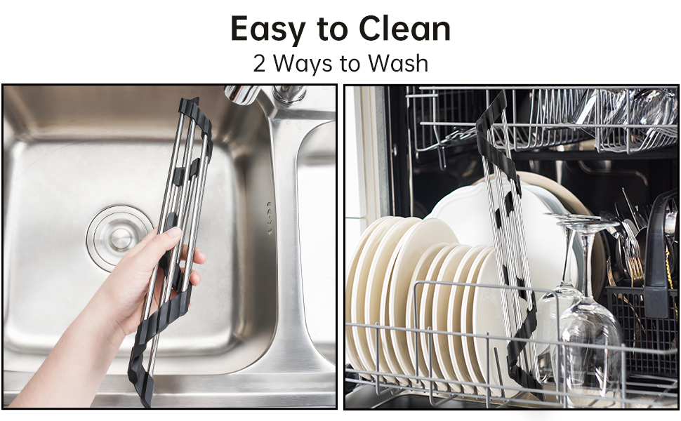 Roll Up Dish Drying Rack, Tomorotec Over The Sink Dish Drying Rack Portable Stainless Steel Rolling 