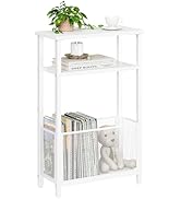 MMEOLUOOK Narrow Side Table with Storage Basket Skinny End Tables for Smalls Spaces 3 Tier Sofa T...