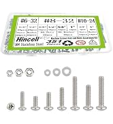 351Pcs #6-32#8-32#10-24 Machine Screws Nuts and Bolts Assortment Kit,Phillips Pan Head Assorted 3...