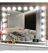 Gvnkvn 32" x 24" Vanity Mirror with Makeup Lights, Large Hollywood Light up Mirrors w/ 18 LED Bul...