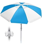 CAMPHILL 8FT Beach Umbrellas for Sand,Portable Outdoor Windproof Sun Umbrella with Push Button Ti...