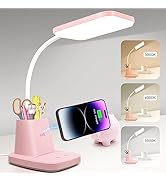 Sailstar Cute Desk Lamp, Pink Small Desk Lamp with Pen Holder, Wireless Charger LED Desk Lamps fo...