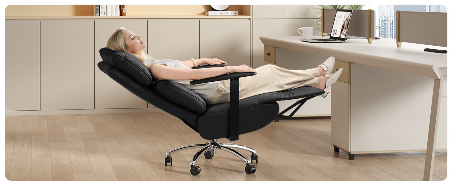 reclining office chair ergonomic with foot rest comfortable executive big and tall office chair