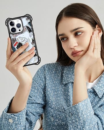 A beautiful girl take the iphone 15 pro max case with sansunto phone case