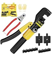 CKE 10 Ton Hydraulic Crimping Tool and Cable Cutter with 13 Dies, Stainless Steel Cable Railing T...