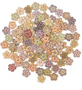 Wooden Buttons for Crafts, 100Pcs Flower Buttons Decorative with 2 Holes for DIY Sewing Crafts, 20mm