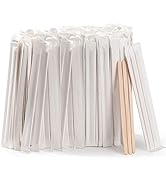 MFJUNS 600pcs Individually Wrapped Wooden Coffee Stirrers - 5.5" Coffee Stir Sticks, Round End Di...