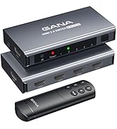 HDMI Switch 5 in 1 Out 4K@60Hz, GANA HDMI Splitter Switcher with Remote, Aluminum HDMI 2.0 Switch...