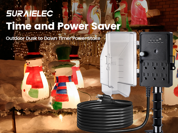 6 plug outdoor timer outdoor extension cord for christmas lights