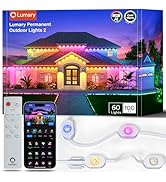 Lumary Permanent Outdoor Lights 2 with Remote &amp; Slide-Base, 100ft with 60 RGBAICW LEDs for Daily ...