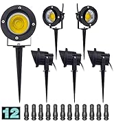 12W 6 Pack LED Landscape Lights Low Voltage AC/DC 12/24V with Connectors Waterproof Pathway Spotl...