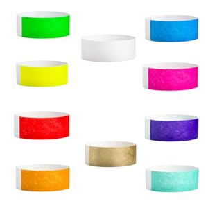 unnumbered tyvek wristbands variety green yellow red orange white gold blue pink purple light