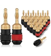 WGGE WG-008 24K Gold Safety Speaker Connector Banana Plugs for Speaker Wire, Wall Plate, Home The...