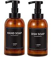 Foaming Hand Soap Dispenser Glass Jar Foam Dish Soap Dispenser for Bathroom and Kitchen Sink, Liq...