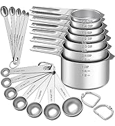 EWFEN Measuring Cups and Spoons Set, 7 Stainless Steel Nesting Measuring Cups &amp; 7 Spoons, 5 Mini ...