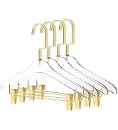 Quality 12.5" Kids Size Acrylic Lucite Skirt Pant Hangers – 4-Pack, Stylish Clothes Hanger with G...