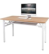 Need Folding Computer Desk with Storage Shelf, 47 inches Home Office Desk Folding Table Computer ...