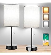 Dott Arts Bedside Lamps for Bedrooms Set of 2, Table Lamps for Nightstand with 3 Color Modes 2700...