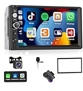 UNITOPSCI Double Din Apple CarPlay Car Stereo with Android Auto Bluetooth 7 Inch Touch Screen 2 D...