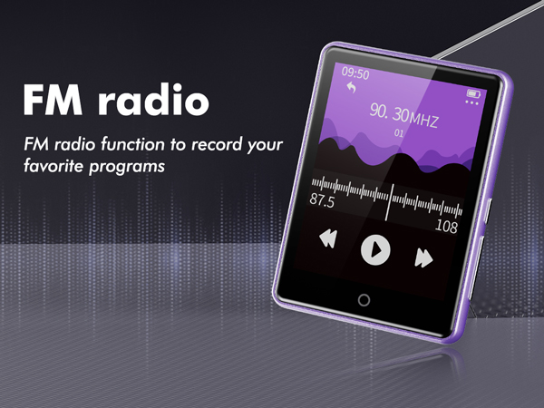 64GB MP3 Player with Bluetooth 5.3,FM Radio,Voice Recorder,Supports Up to 128GB