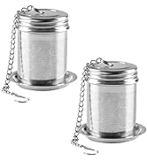 2Pack Tea Infuser Tea Strainer for Loose Tea, Stainless Steel Tea Ball with Chain Hook and Drip T...