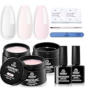 Beetles Builder Gel for Nails-3 Colors 9 in 1 Nail Extension Sculpting Building,Clear Nude Pink H...