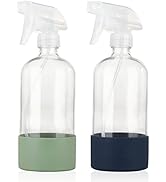 HOMBYS Clear Glass Spray Bottles with Silicone Sleeve 2pcs